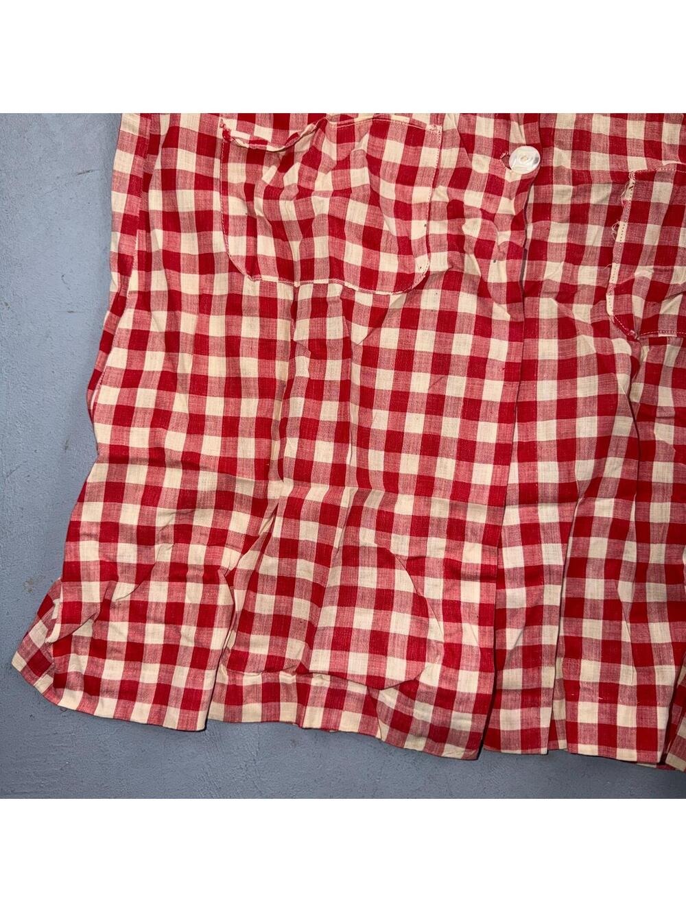 VTG 60s Red White Gingham Print Dress Eyelet Collar Picnic Sundress Rockabilly - Picture 3 of 15
